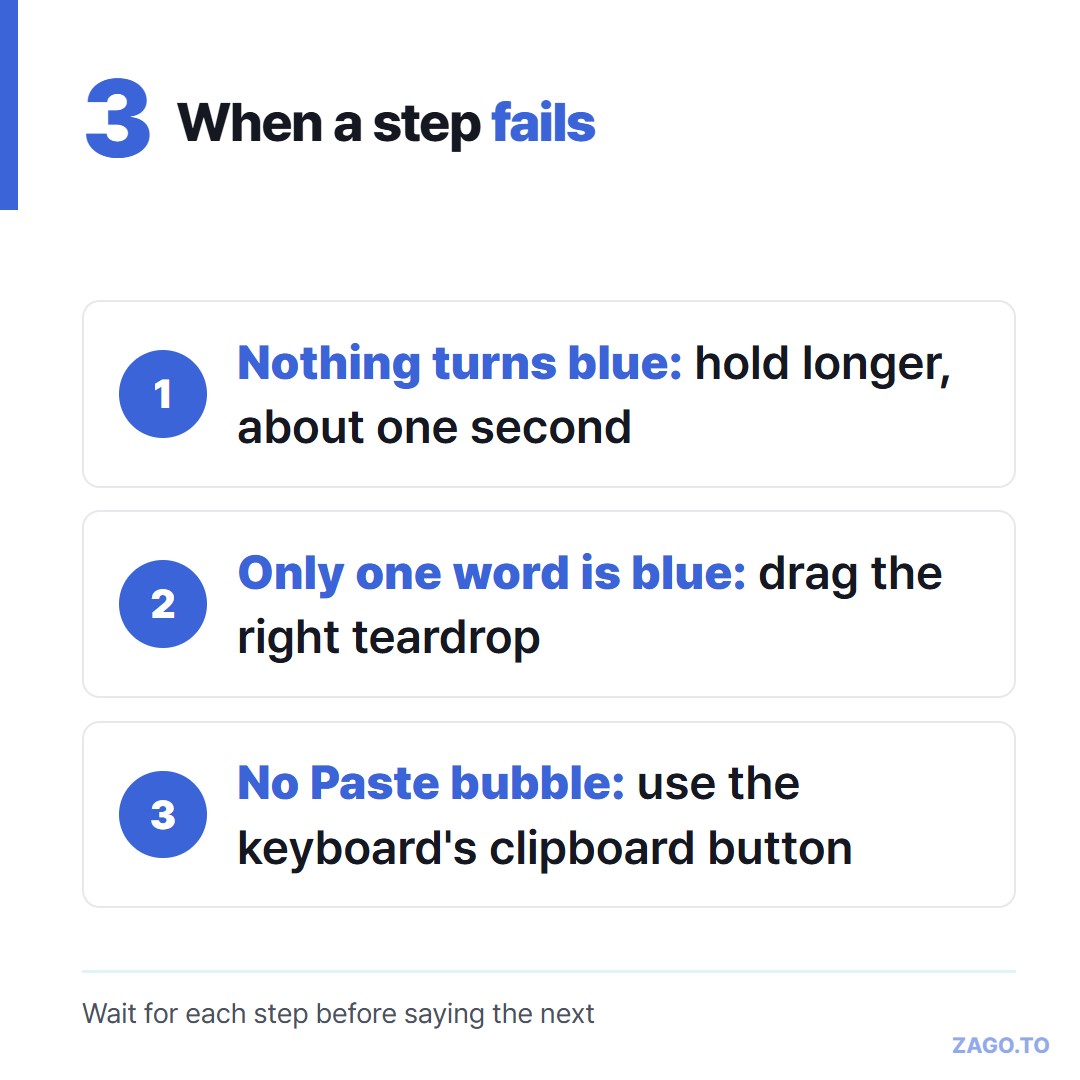 What to say when a step does not work