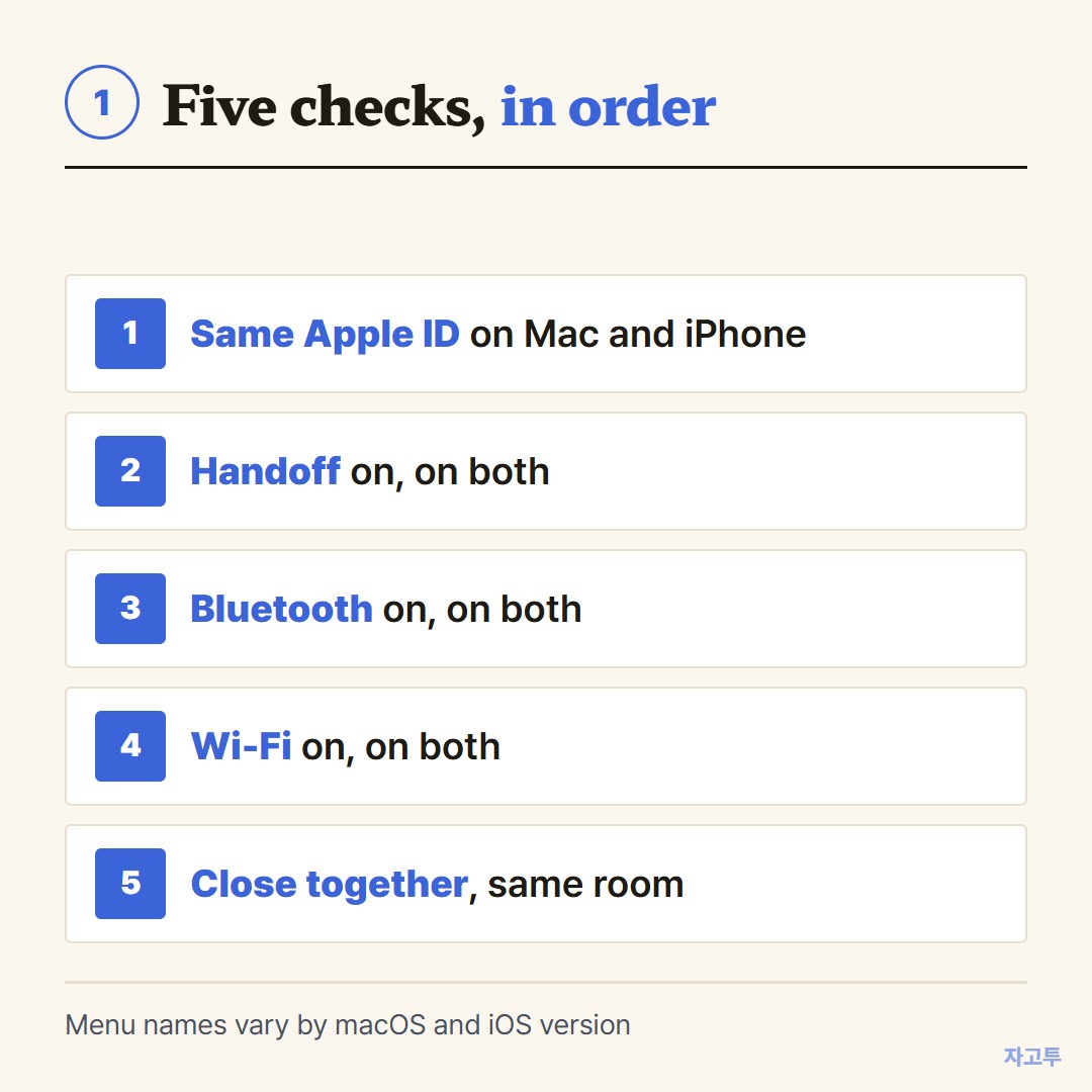 Five checks for Universal Clipboard