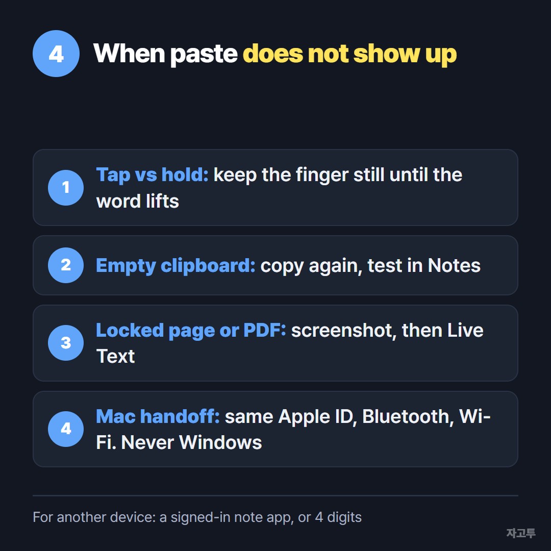 Checklist for copy and paste not working on iPad