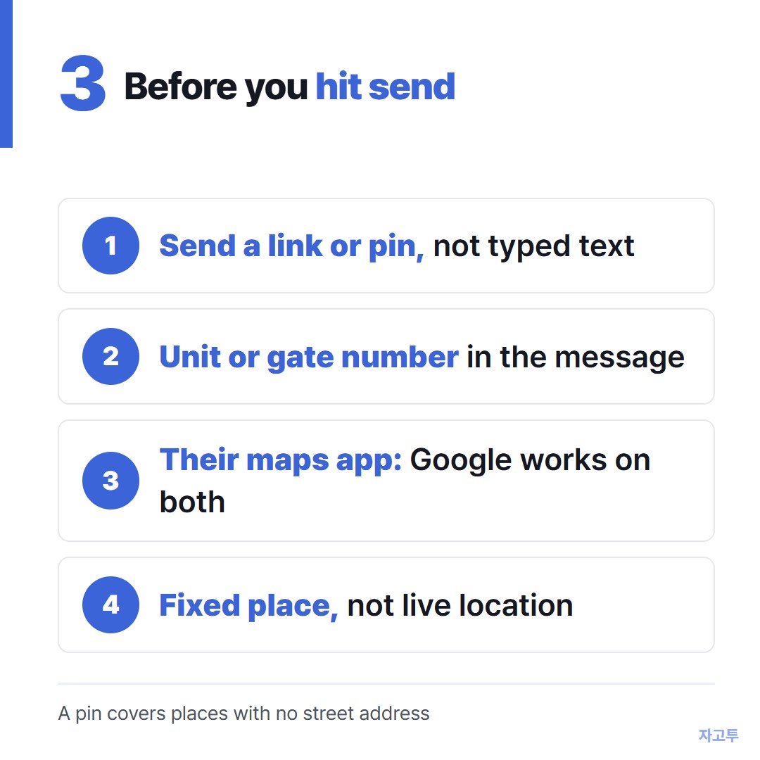 A short checklist for sending an address so it opens in maps