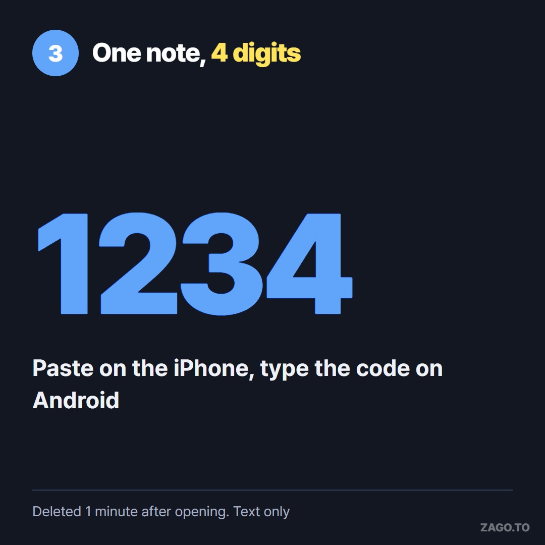A 4-digit code moving one note between phones