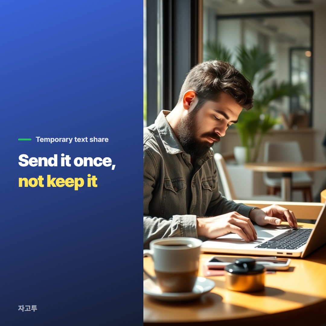 Someone at a cafe table pasting text into a browser