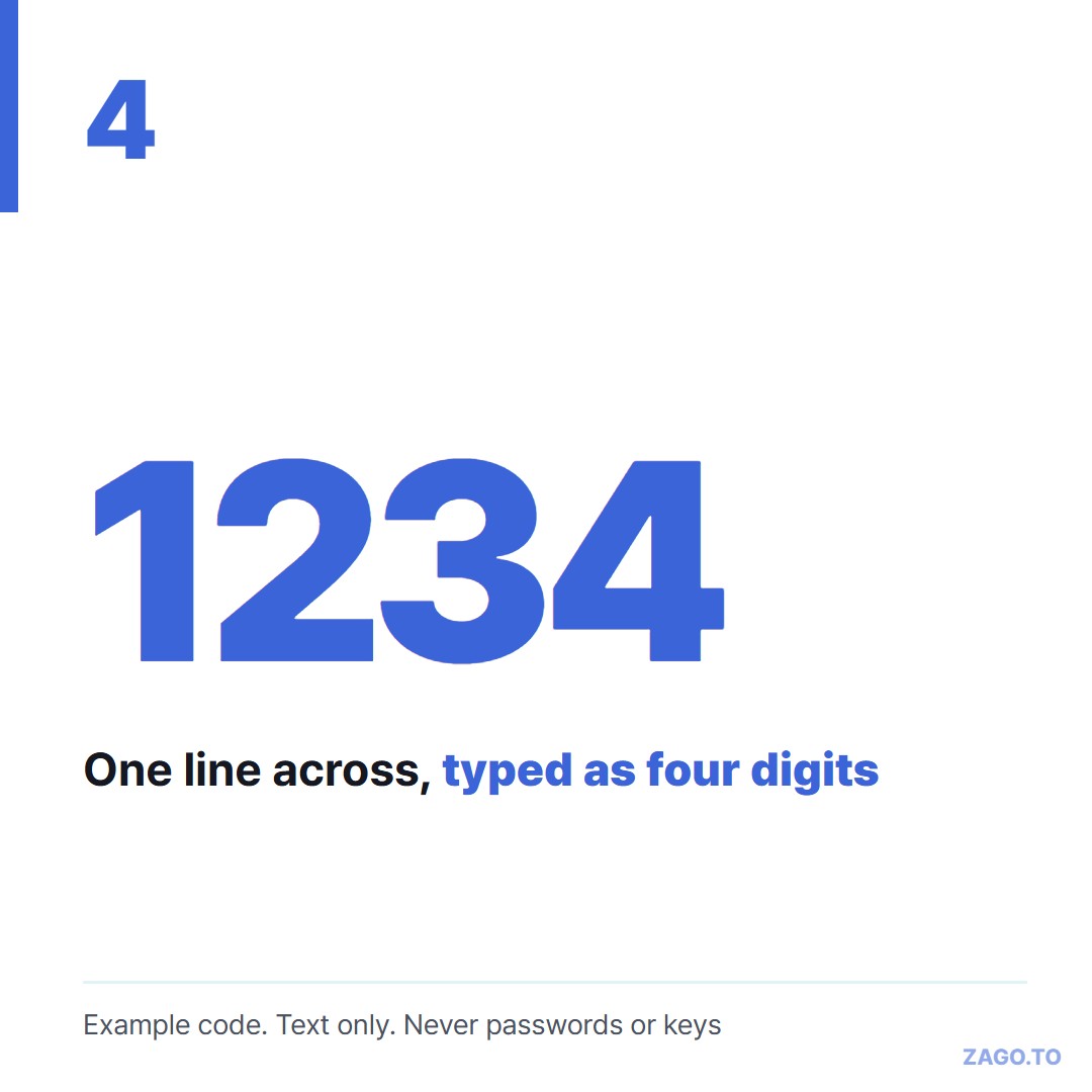 A 4-digit example code typed inside the virtual machine