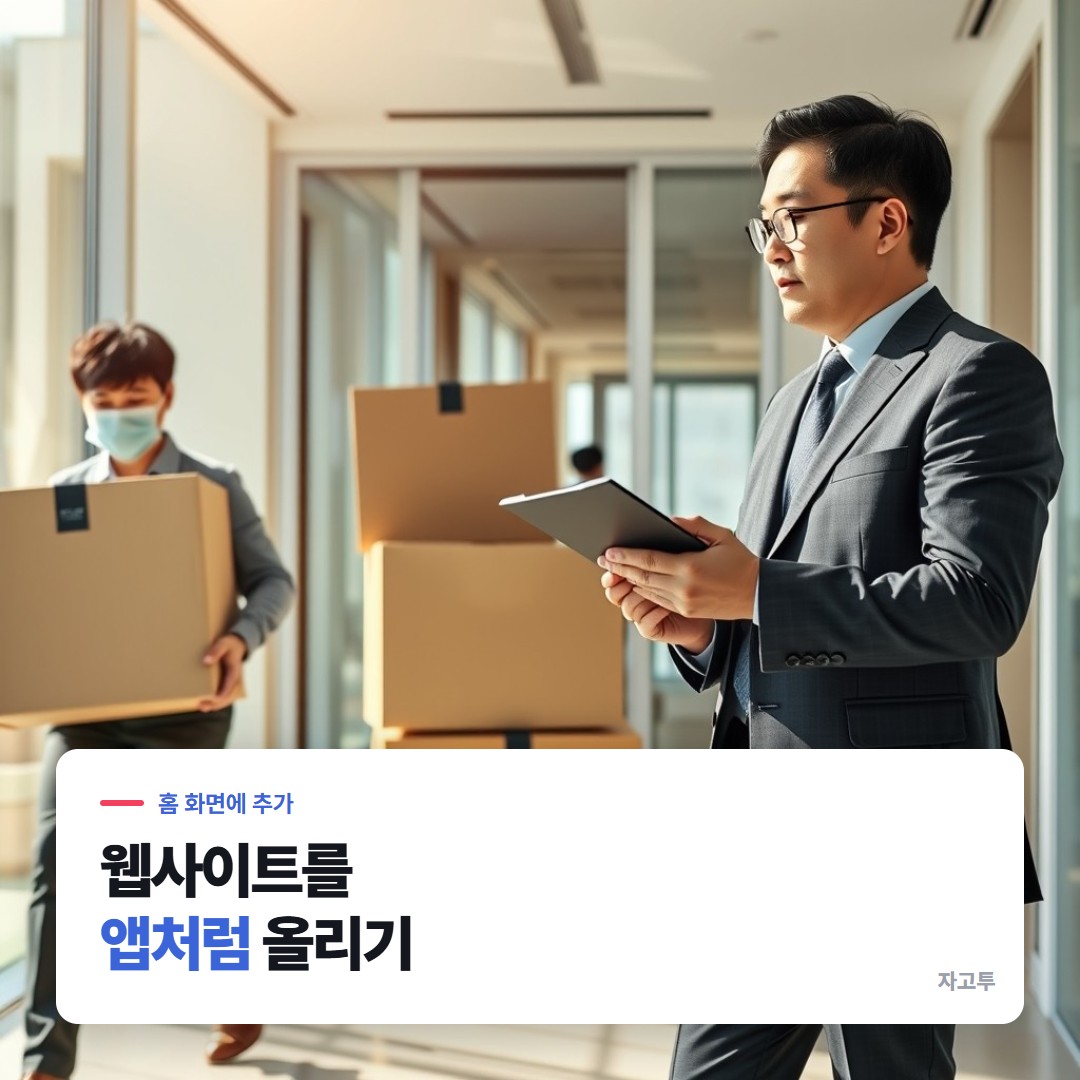 폰 홈 화면에 웹앱 아이콘을 올리는 장면