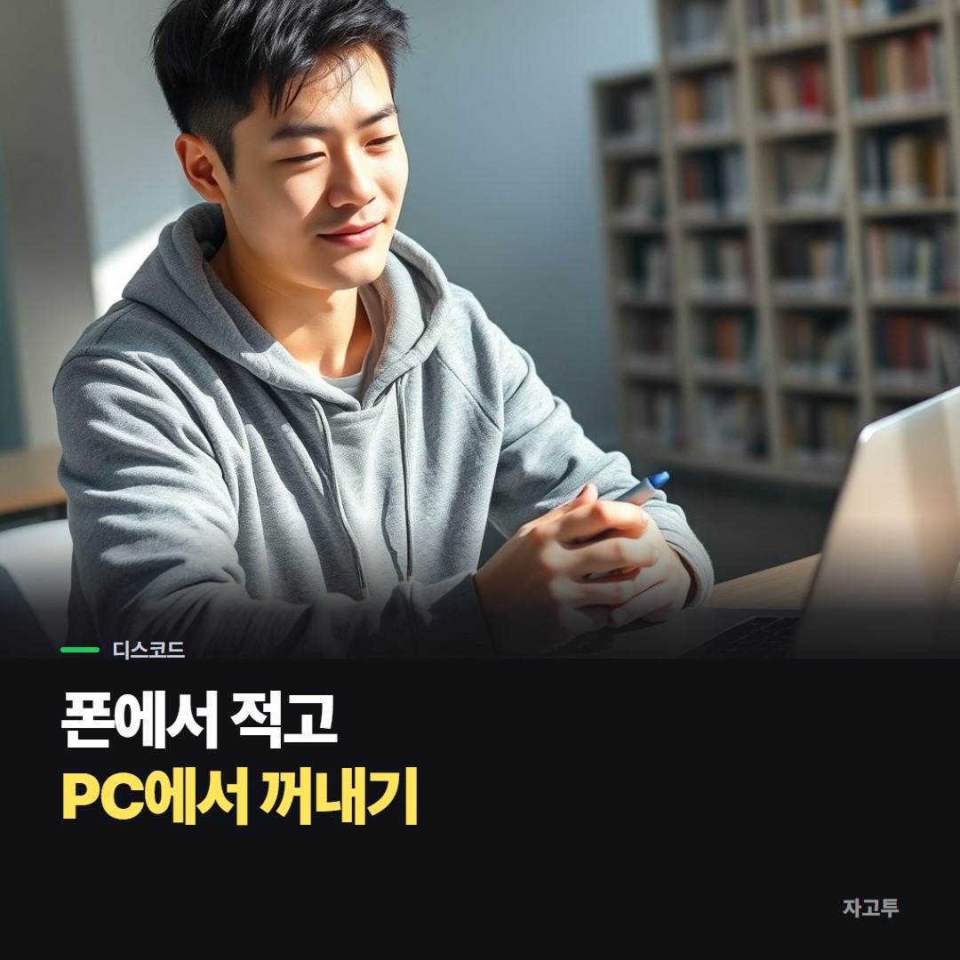 PC와 휴대폰으로 디스코드를 함께 쓰는 장면