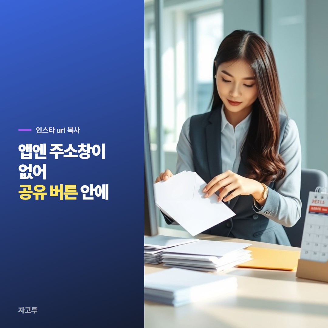 폰으로 인스타 게시물 링크를 복사하는 장면