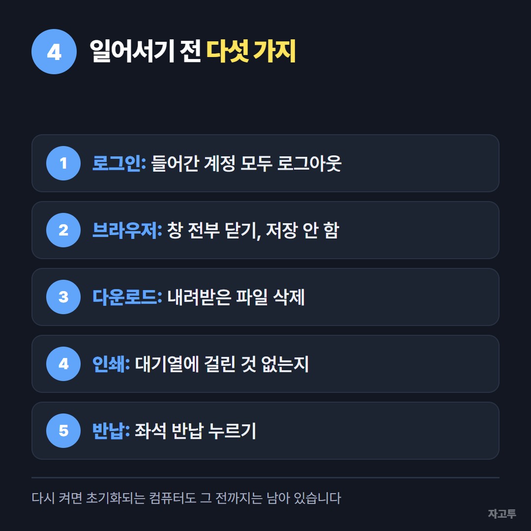 도서관 컴퓨터를 떠나기 전 확인할 다섯 가지