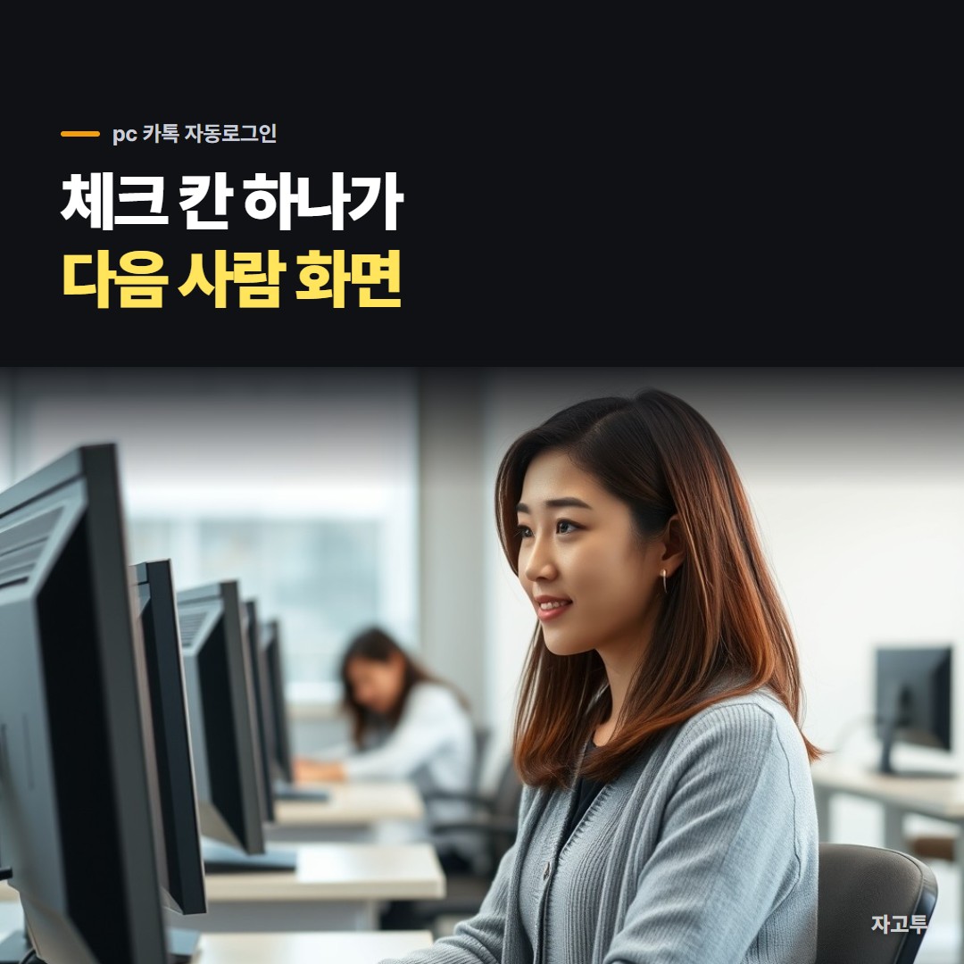 공용 PC에서 카톡 설정을 확인하는 장면