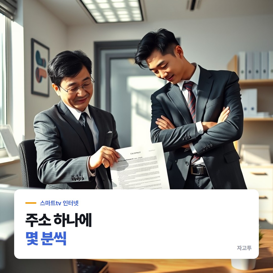 거실 소파에서 리모컨으로 TV 브라우저를 여는 장면